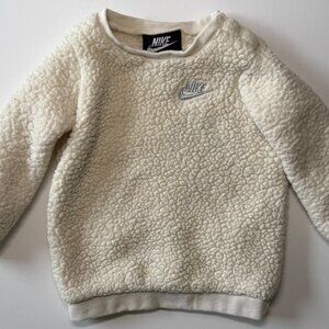 Nike Sherpa Fleece Baby Crewneck Sweatshirt Cream Colored Off White Size 9M